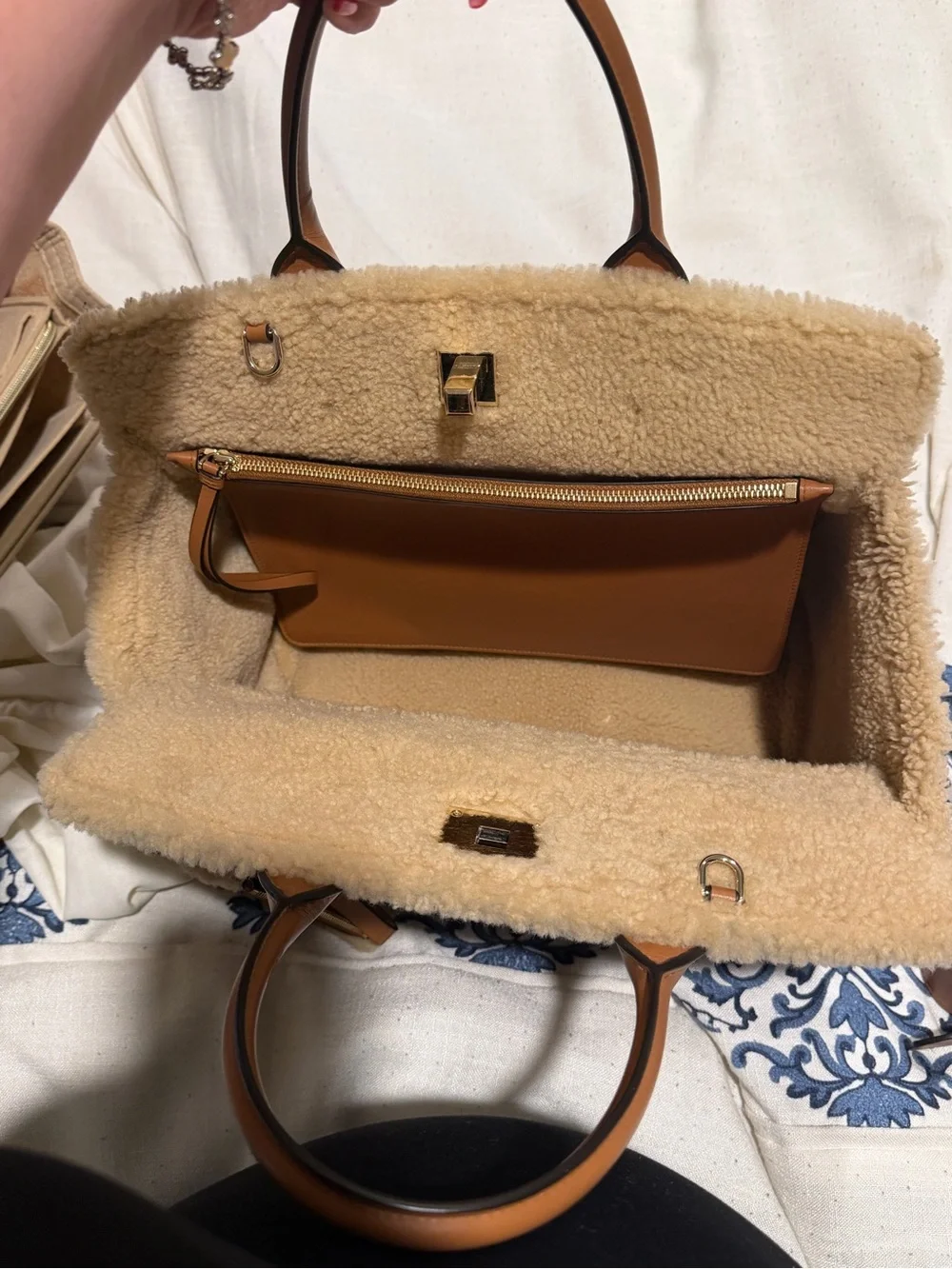Salvatore Ferragamo Shearling Tote